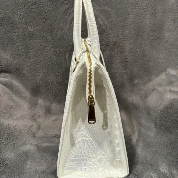 Brahmin Crocodile Caroline Leather Satchel Bag-White - Picture 4 of 7